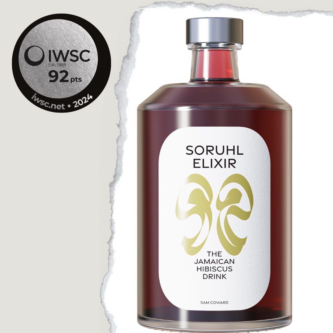 Award-winning Soruhl Elixir 500ml bottle, winner of the IWSC 2024 Silver Medal in the Alternative Drinks category.